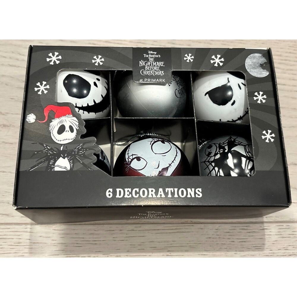 Disney Nightmare Before Christmas{Set of 6} Shatterproof Christmas Ornaments-NEW